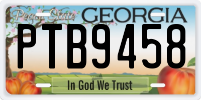 GA license plate PTB9458