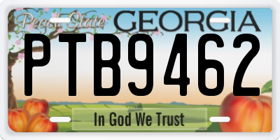 GA license plate PTB9462