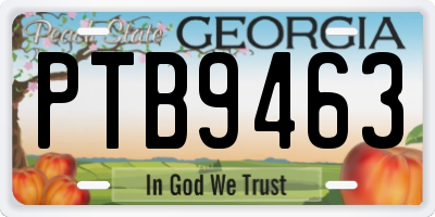 GA license plate PTB9463