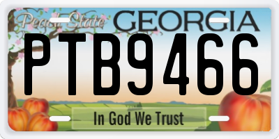 GA license plate PTB9466