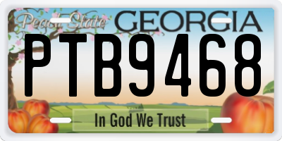 GA license plate PTB9468