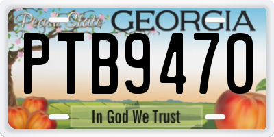 GA license plate PTB9470