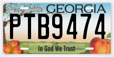 GA license plate PTB9474