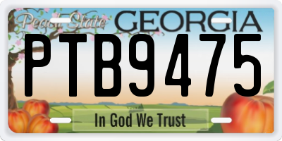 GA license plate PTB9475