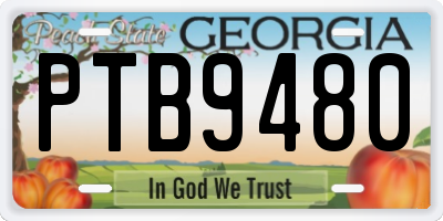 GA license plate PTB9480