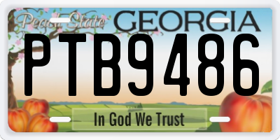 GA license plate PTB9486