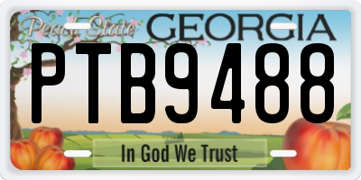 GA license plate PTB9488