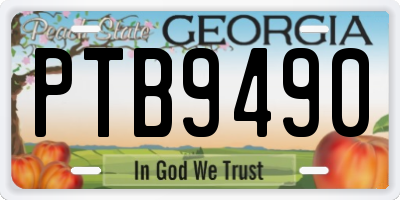 GA license plate PTB9490