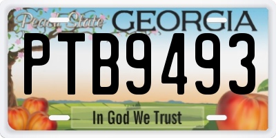 GA license plate PTB9493