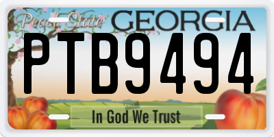 GA license plate PTB9494