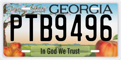 GA license plate PTB9496