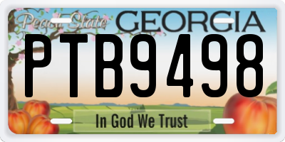 GA license plate PTB9498