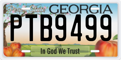 GA license plate PTB9499