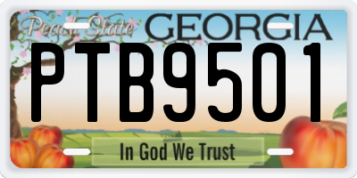 GA license plate PTB9501