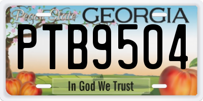 GA license plate PTB9504