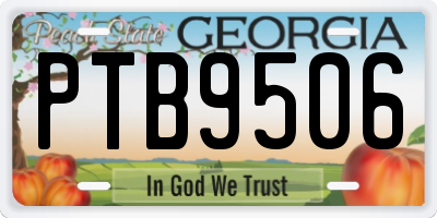 GA license plate PTB9506