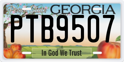 GA license plate PTB9507