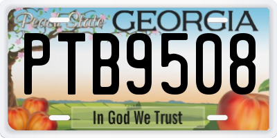 GA license plate PTB9508