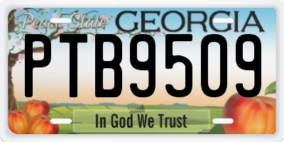GA license plate PTB9509