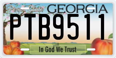 GA license plate PTB9511