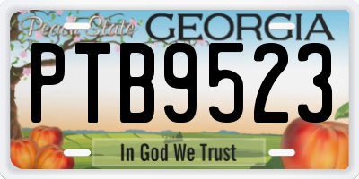 GA license plate PTB9523