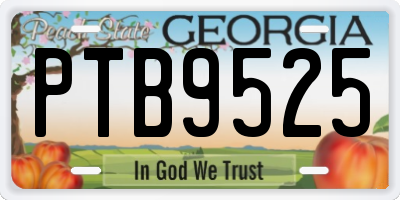 GA license plate PTB9525