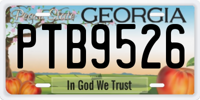 GA license plate PTB9526