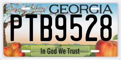 GA license plate PTB9528