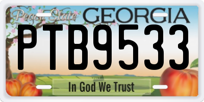 GA license plate PTB9533