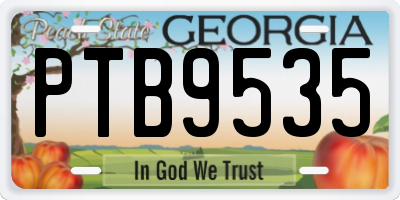 GA license plate PTB9535