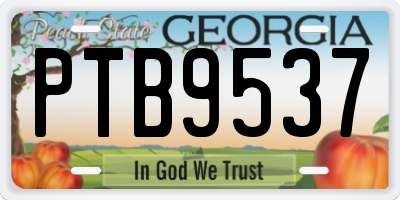 GA license plate PTB9537
