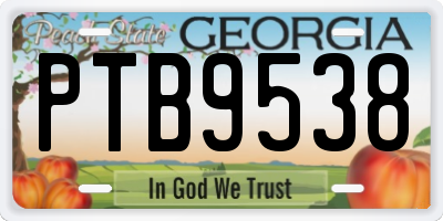 GA license plate PTB9538