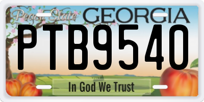 GA license plate PTB9540