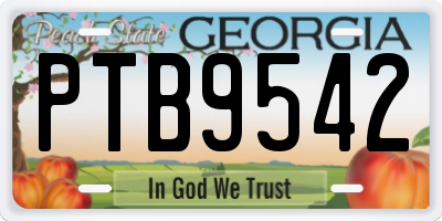 GA license plate PTB9542