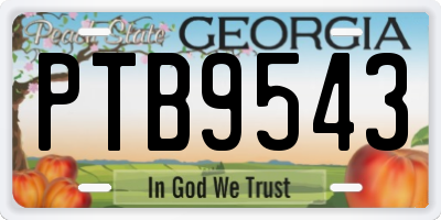 GA license plate PTB9543