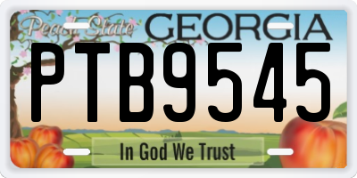 GA license plate PTB9545