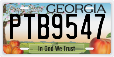 GA license plate PTB9547
