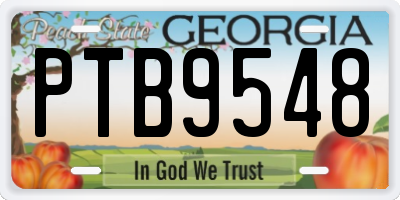GA license plate PTB9548