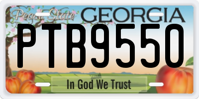 GA license plate PTB9550