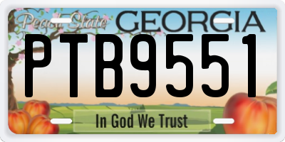 GA license plate PTB9551