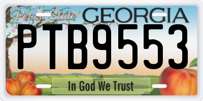 GA license plate PTB9553