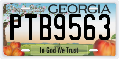 GA license plate PTB9563