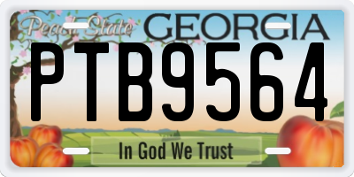 GA license plate PTB9564