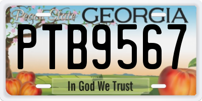 GA license plate PTB9567