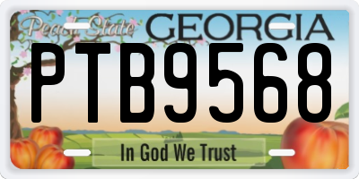 GA license plate PTB9568