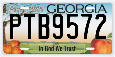 GA license plate PTB9572