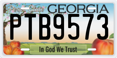 GA license plate PTB9573