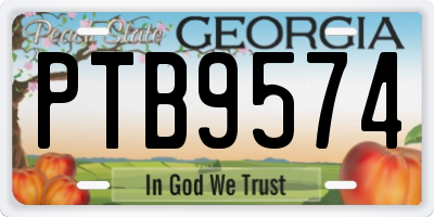 GA license plate PTB9574