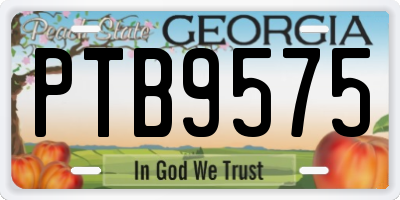 GA license plate PTB9575