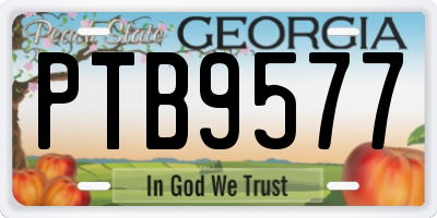 GA license plate PTB9577